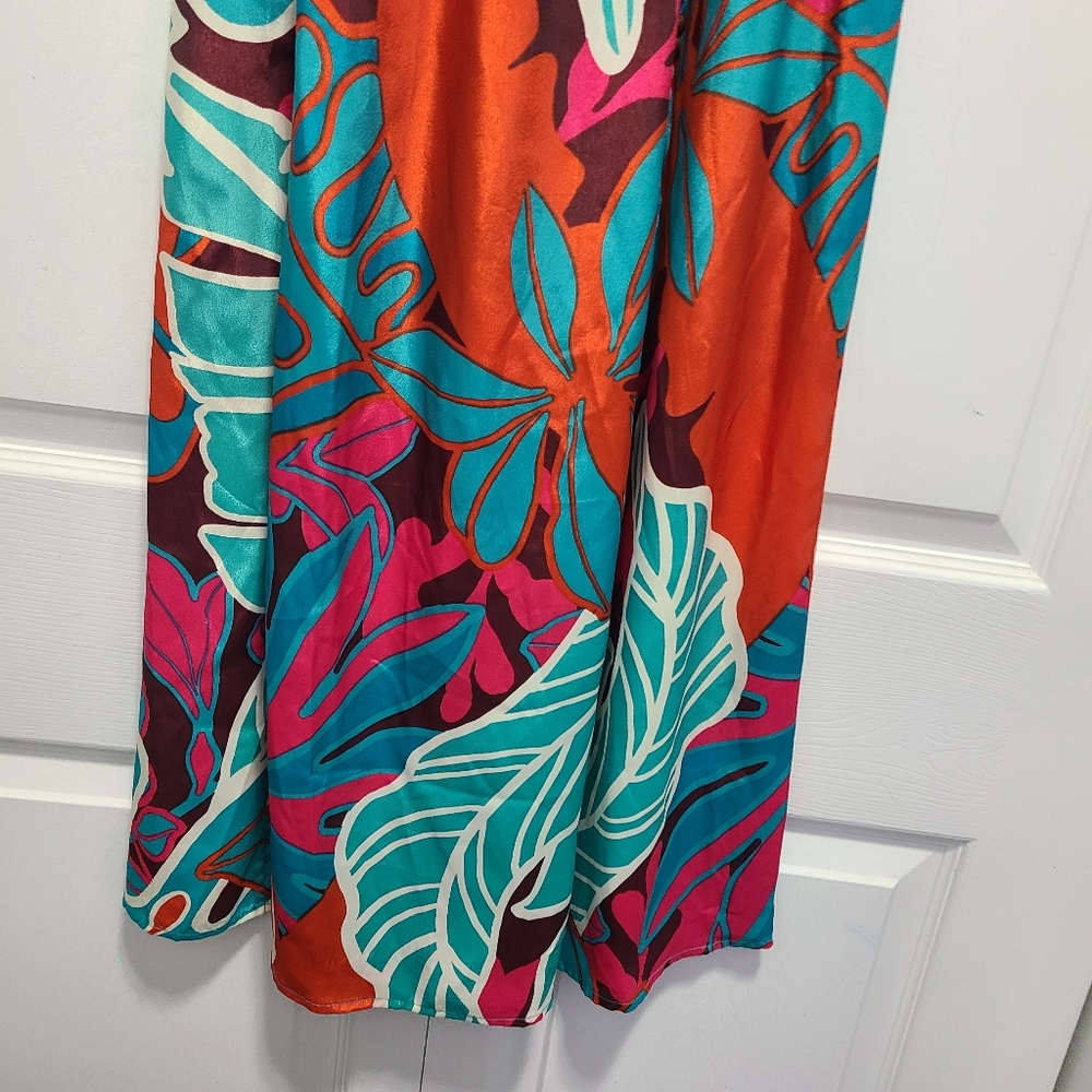 Tropical Multicolor Strapless Jumpsuit‎ Wooden Beads Tassle Size Small - Picture 6 of 7